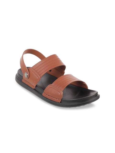 

Metro Men Brown Self-Striped Comfort Sandals