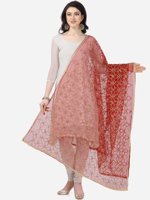 

mf Women Red & Golden Net Gota Patti Dupatta