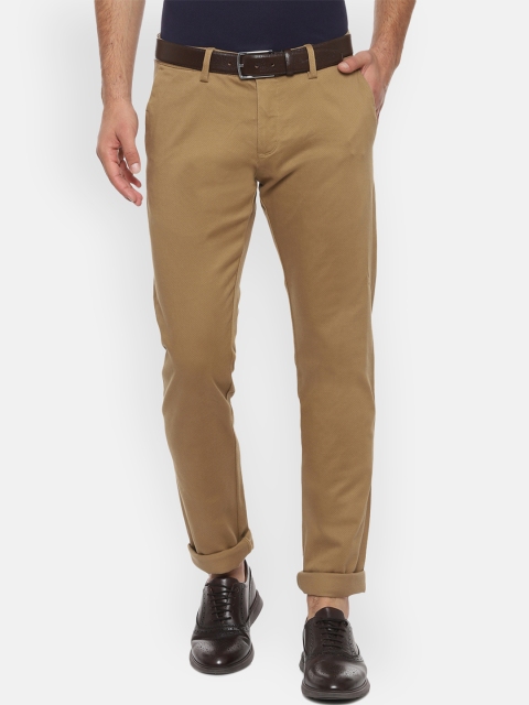 Allen Solly Men Beige Regular Fit Solid Regular Trousers