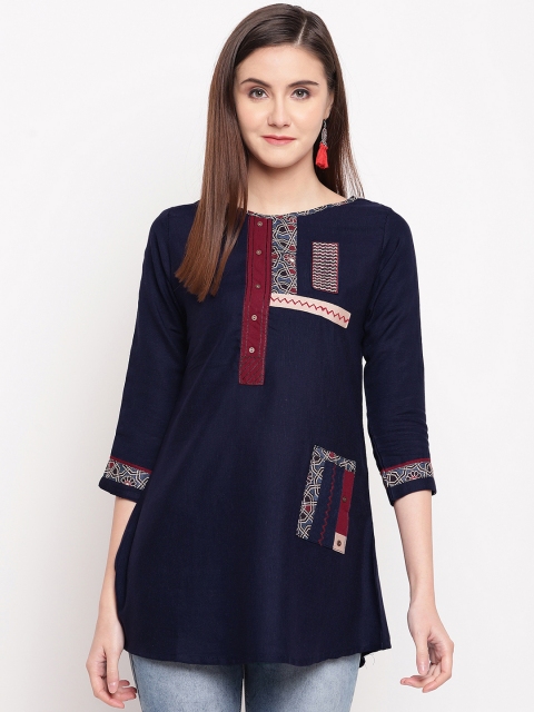 

Kvsfab Women Blue Solid A-Line Kurti