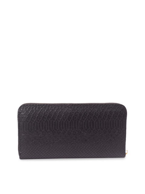 

Bagkok Women Black Self Design Zip Around Wallet