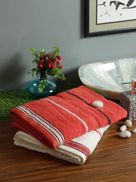 

Living Essence Unisex Set of 2 Striped Emilia 400 GSM Bath Towel Set, Rust