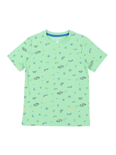

Pantaloons Junior Boys Green Printed Round Neck T-shirt