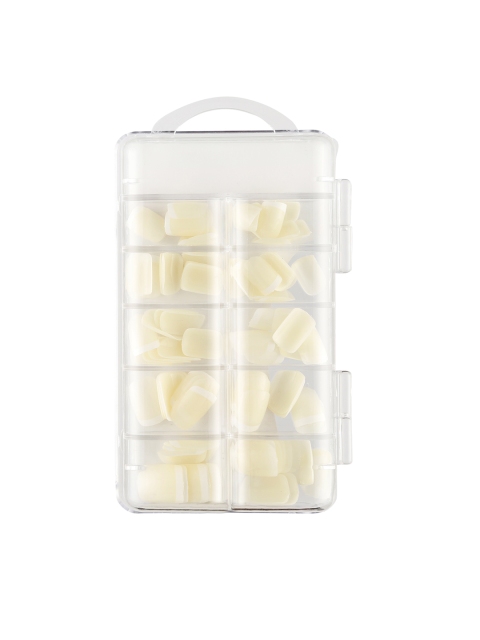 

Foolzy Set of 10 White Square Natural French Short False Nails