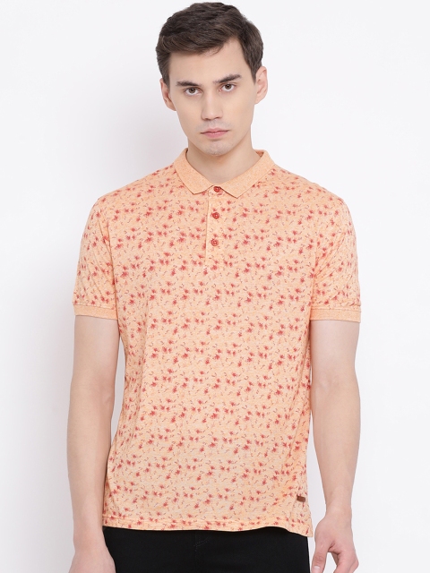 Crimsoune Club Men Orange Printed Polo Collar T-shirt