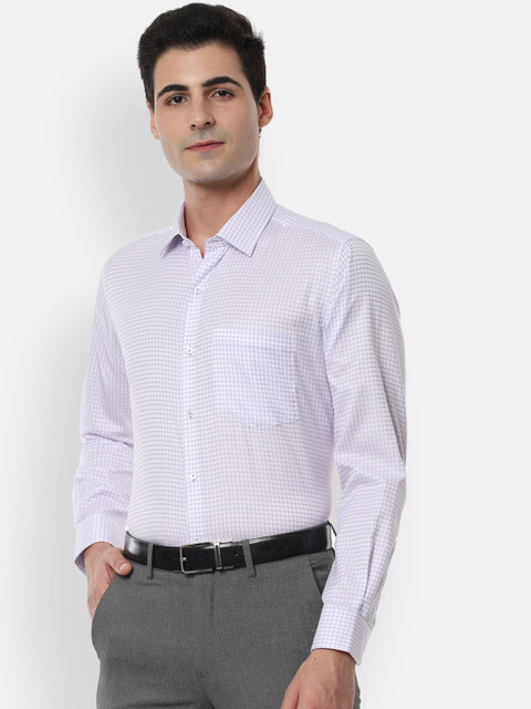 

Van Heusen Men Purple & White Regular Fit Checked Formal Shirt