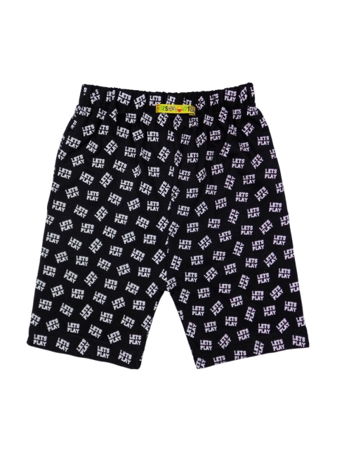 

SWEET ANGEL Boys Black Printed Regular Fit Shorts