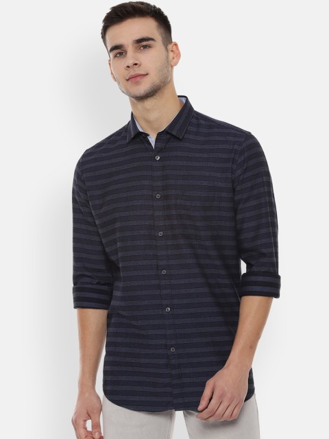 

Van Heusen Sport Men Navy Blue Slim Fit Striped Casual Shirt