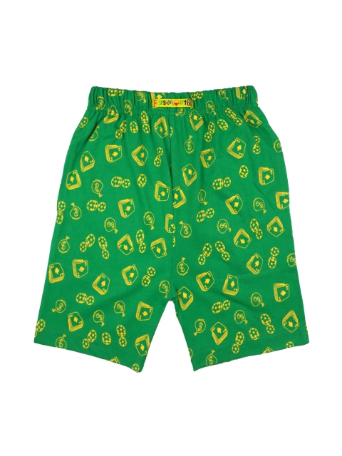 

SWEET ANGEL Boys Green Printed Regular Fit Regular Shorts