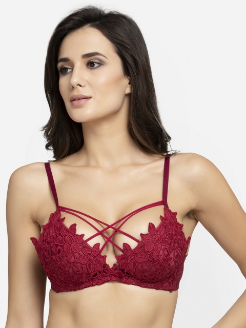 

AVANT-GARDE PARIS Red Lace Non-Wired Heavily Padded Push-Up Bra 662382581685