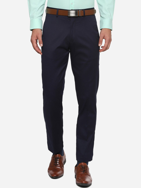 

Louis Philippe Men Navy Blue Regular Fit Solid Regular Trousers