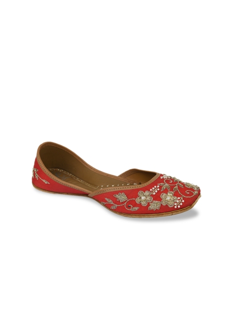 

Jutti Express Women Red Embellished Handcrafted Leather Mojaris