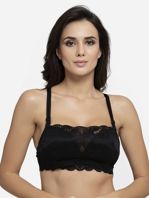 

AVANT-GARDE PARIS Black Lace Non-Wired Heavily Padded Bralette Bra 662377307993
