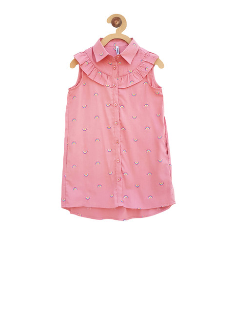 

Campana Girls Pink Rainbow Print Shirt Dress