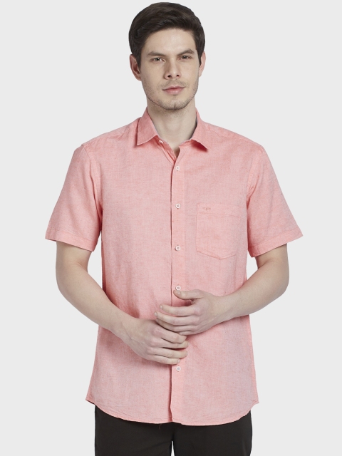 

ColorPlus Men Peach-Coloured Tailored Fit Solid Casual Shirt