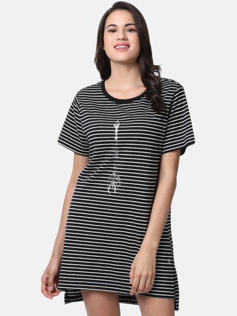 

Enamor Women Black Relaxed Fit Long Length Tunic T-Shirt