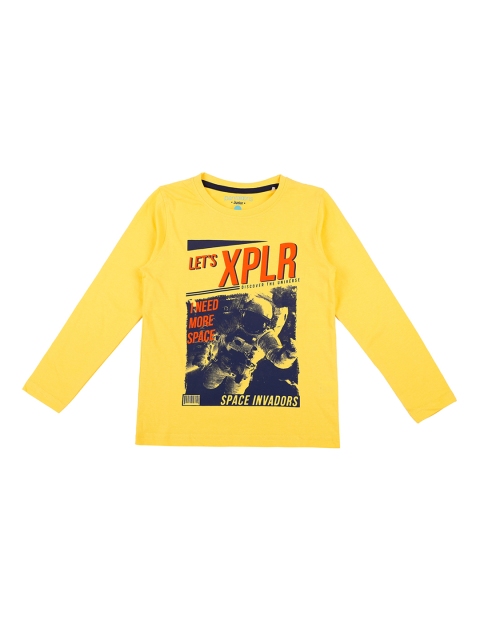 

Pantaloons Junior Boys Yellow & Red Printed Round Neck T-shirt