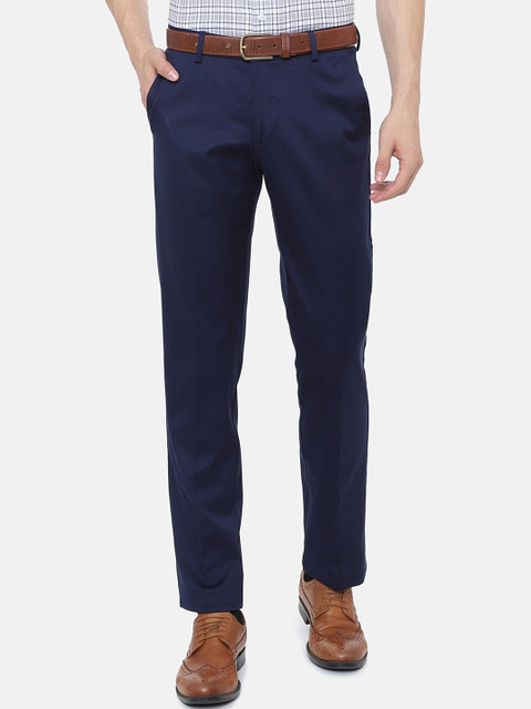 

Louis Philippe Men Navy Blue Slim Fit Solid Formal Trousers