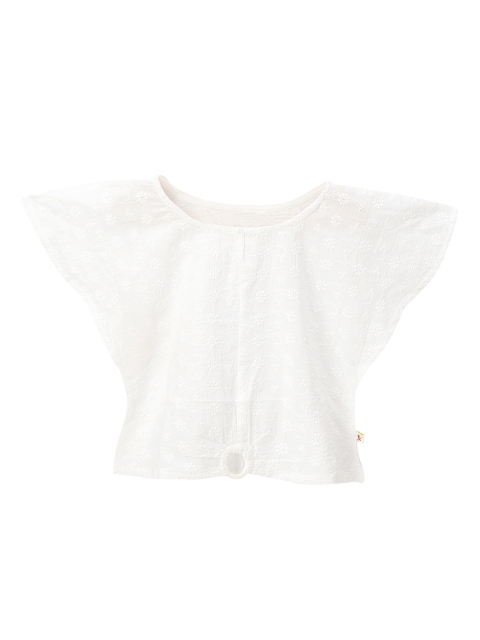 

Budding Bees Girls White Embroidered Top