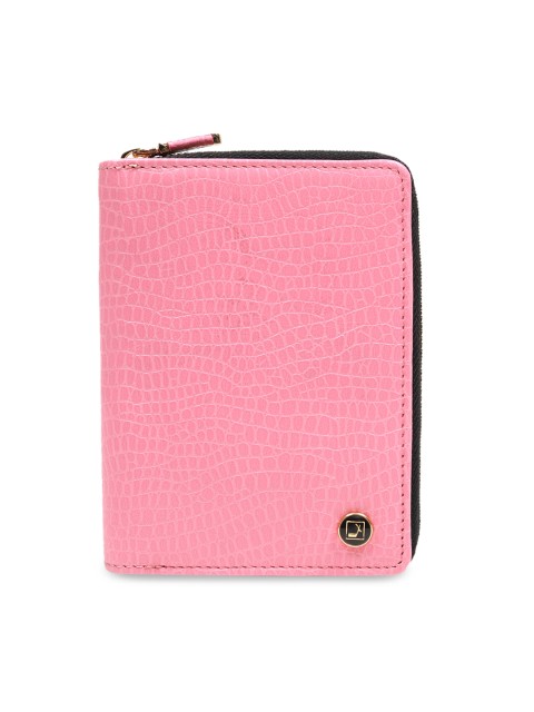 

Da Milano Women Pink Textured Zip Around Leather Wallet