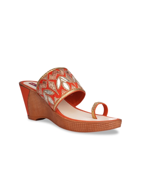 

MSC Women Orange Woven Design Heels