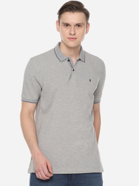 

Louis Philippe Sport Men Grey Solid Polo Collar Pure Cotton T-shirt