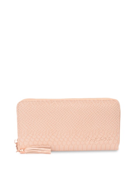 

Bagkok Women Beige Self Design Zip Around Wallet
