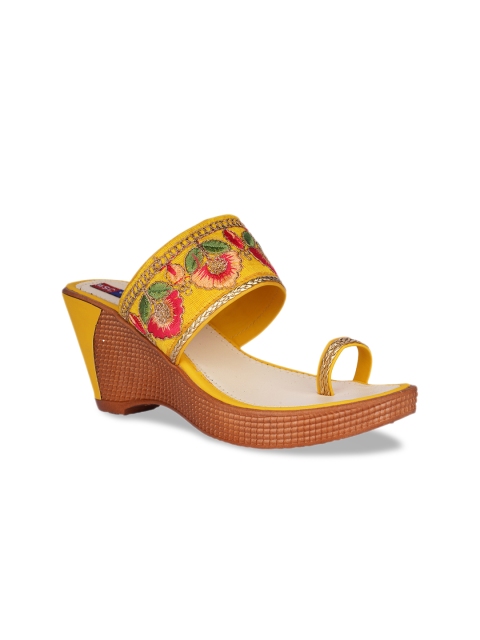 

MSC Women Yellow Woven Design Heels