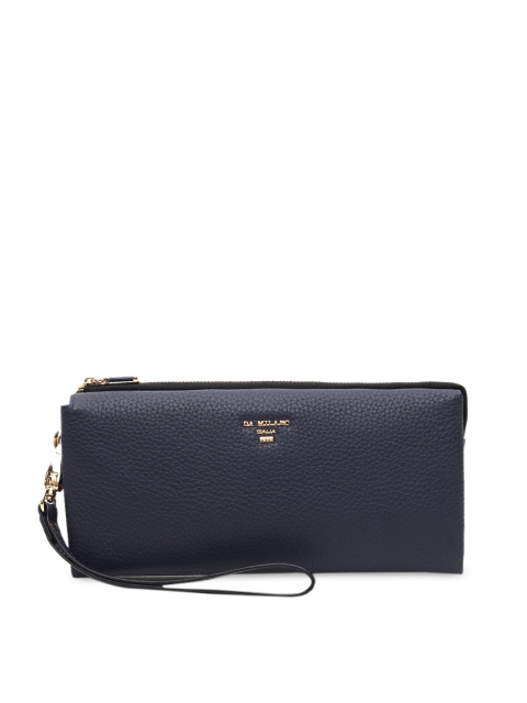

Da Milano Women Navy Blue Textured Zip Around Wallet