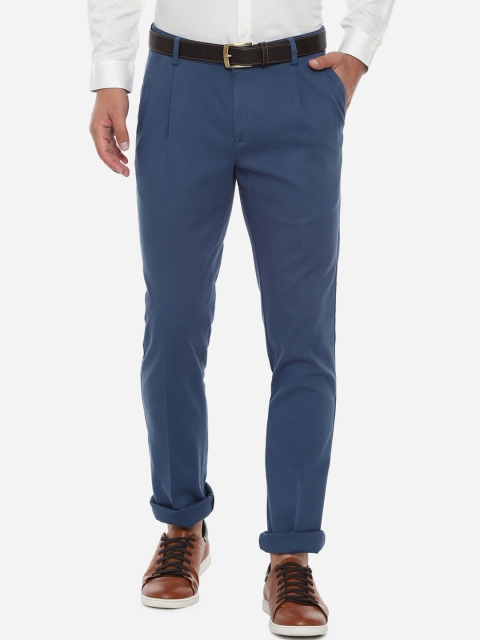 

Allen Solly Men Blue Solid Regular Trousers