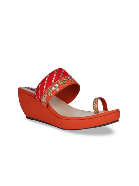 

MSC Women Orange Woven Design Heels