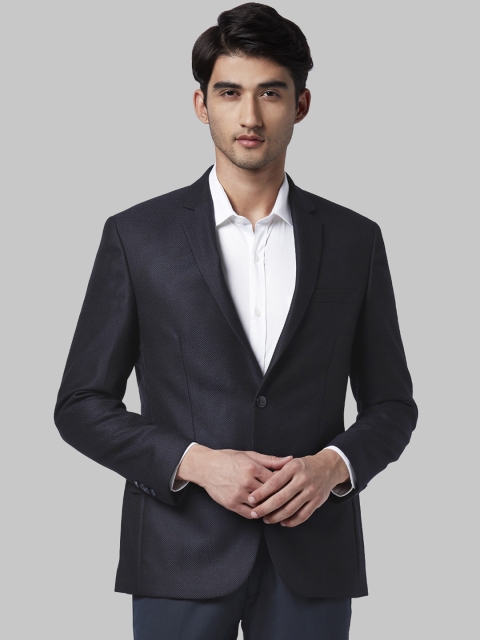 

Park Avenue Men Blue Solid Single-Breasted Formal Blazer