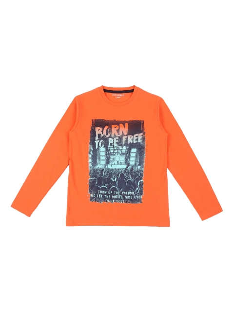 

Pantaloons Junior Boys Orange Printed Round Neck T-shirt