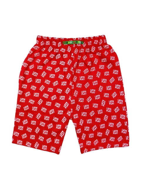 

SWEET ANGEL Boys Red & White Printed Regular Shorts
