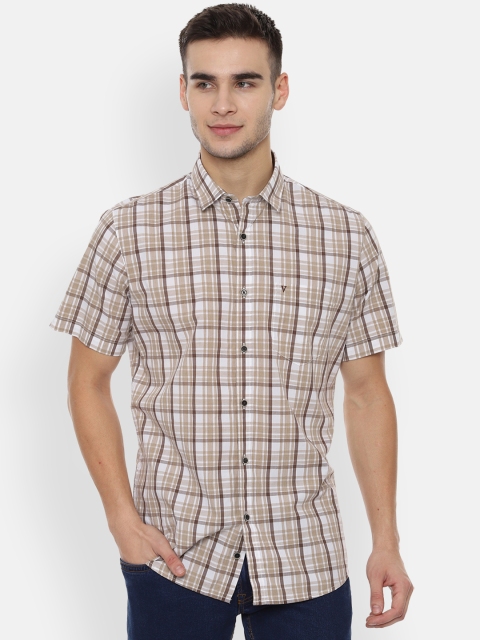 

Van Heusen Sport Men Brown & White Slim Fit Checked Casual Shirt