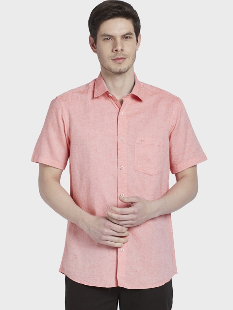 

ColorPlus Men Peach-Coloured Tailored Fit Solid Casual Shirt