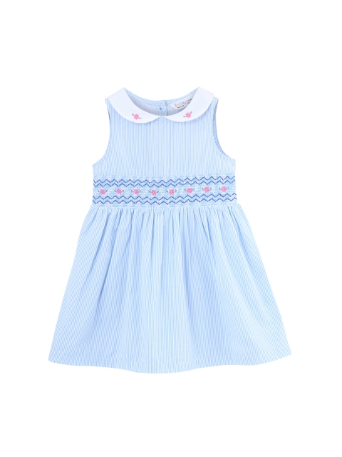 

Beebay Girls Blue & White Striped Fit and Flare Dress