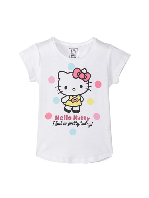 

Kids Ville Hello Kitty featured White Tshirt for Girls