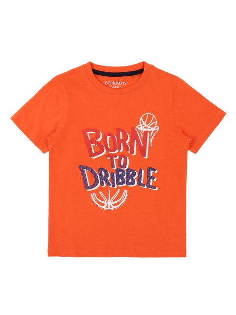 

Pantaloons Junior Boys Orange Printed Round Neck T-shirt