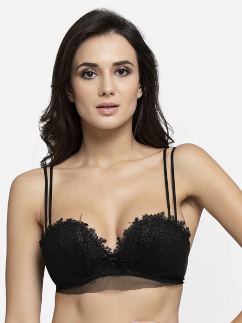 

AVANT-GARDE PARIS Black Lace Non-Wired Lightly Padded Push-Up Bra 662487564538