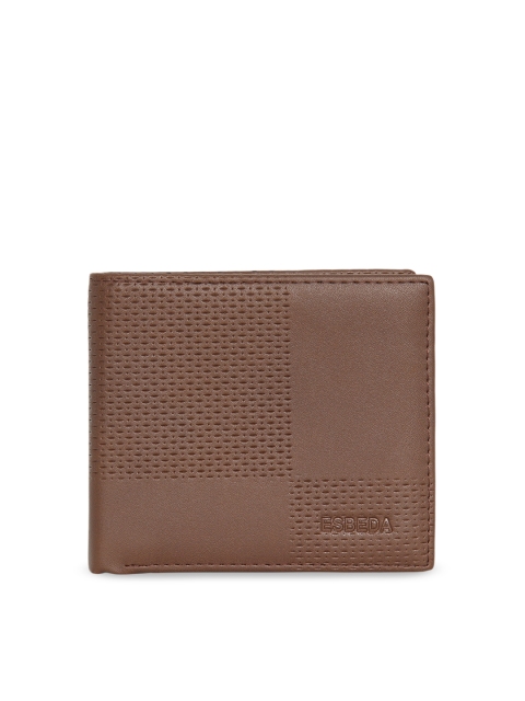 

ESBEDA Men Brown RFID Textured Two Fold Wallet