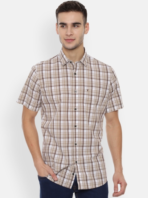 

Van Heusen Sport Men Brown & White Slim Fit Checked Casual Shirt