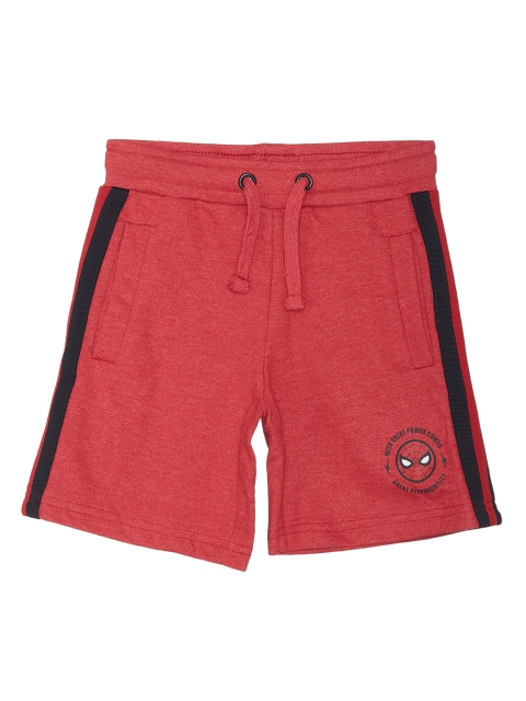 

Kids Ville Boys Red Regular Fit Solid Shorts with Spiderman Printed Detail