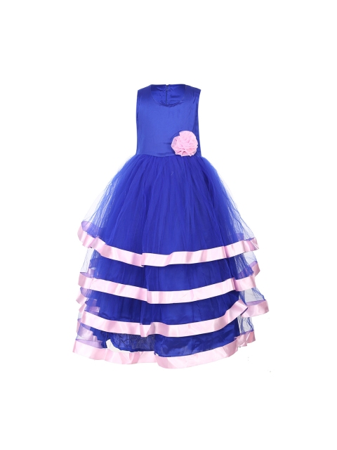 

Samsara Couture Girls Blue & Pink Self Design Peplum Dress