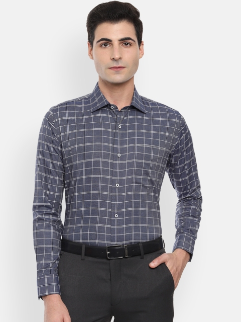 

Van Heusen Men Blue & White Slim Fit Checked Formal Shirt
