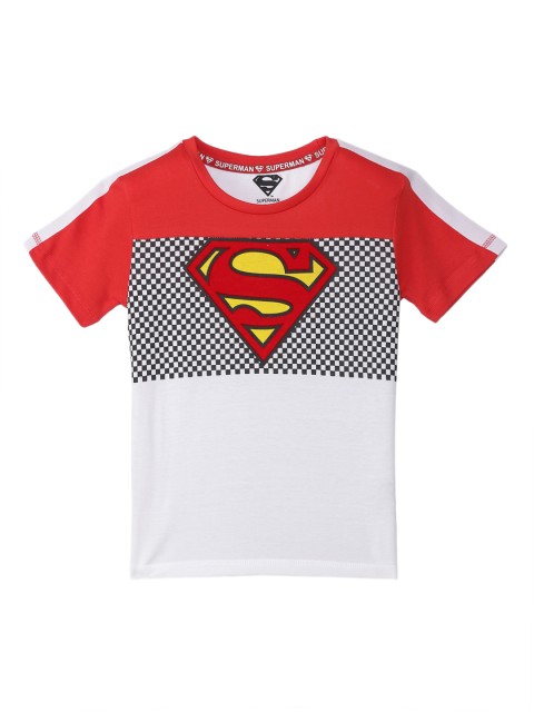 

Kids Ville Superman featured Red Tshirt for Boys, White