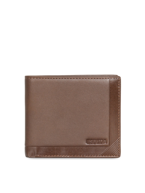 

ESBEDA Men Brown RFID Solid Two Fold Wallet