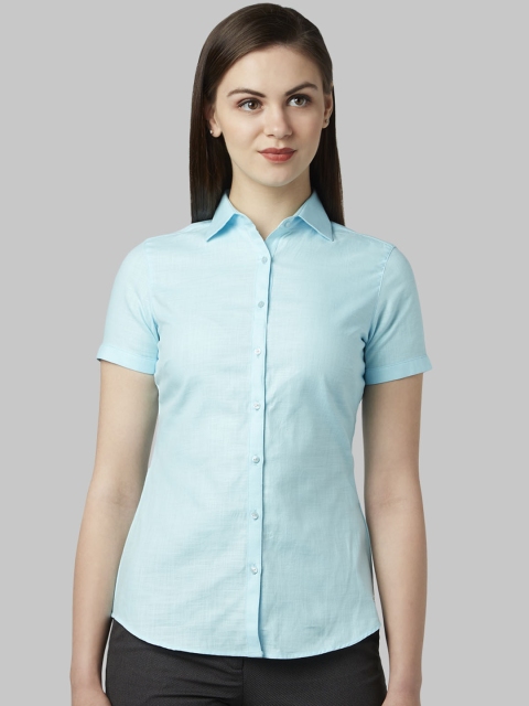 

Park Avenue Women Blue Regular Fit Solid Casual Shirt