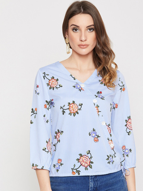 

Marie Claire Women Blue Floral Printed Top