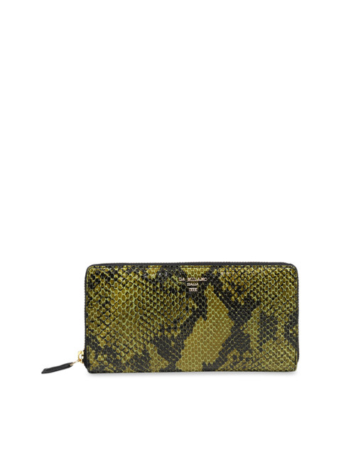 

Da Milano Women Green & Black Textured Zip Around Wallet